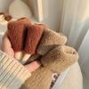 Women's Warm Cashmere Bowknot Mid-Calf Socks - Autumn/Winter Velvet, Thick Terry Cloth, Coffee Color, Over-the-Knee, Postpartum