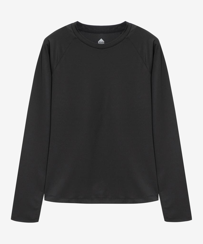 BASIC HOUSE Women'S Cool Functional Air Dry Raglan Long Sleeve Tee Black Lzts3210