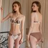 Women’s Underwear Sets Color Blocking Push Up Bras with Detachable Chain Sexy Intimates Bra and Panty Set