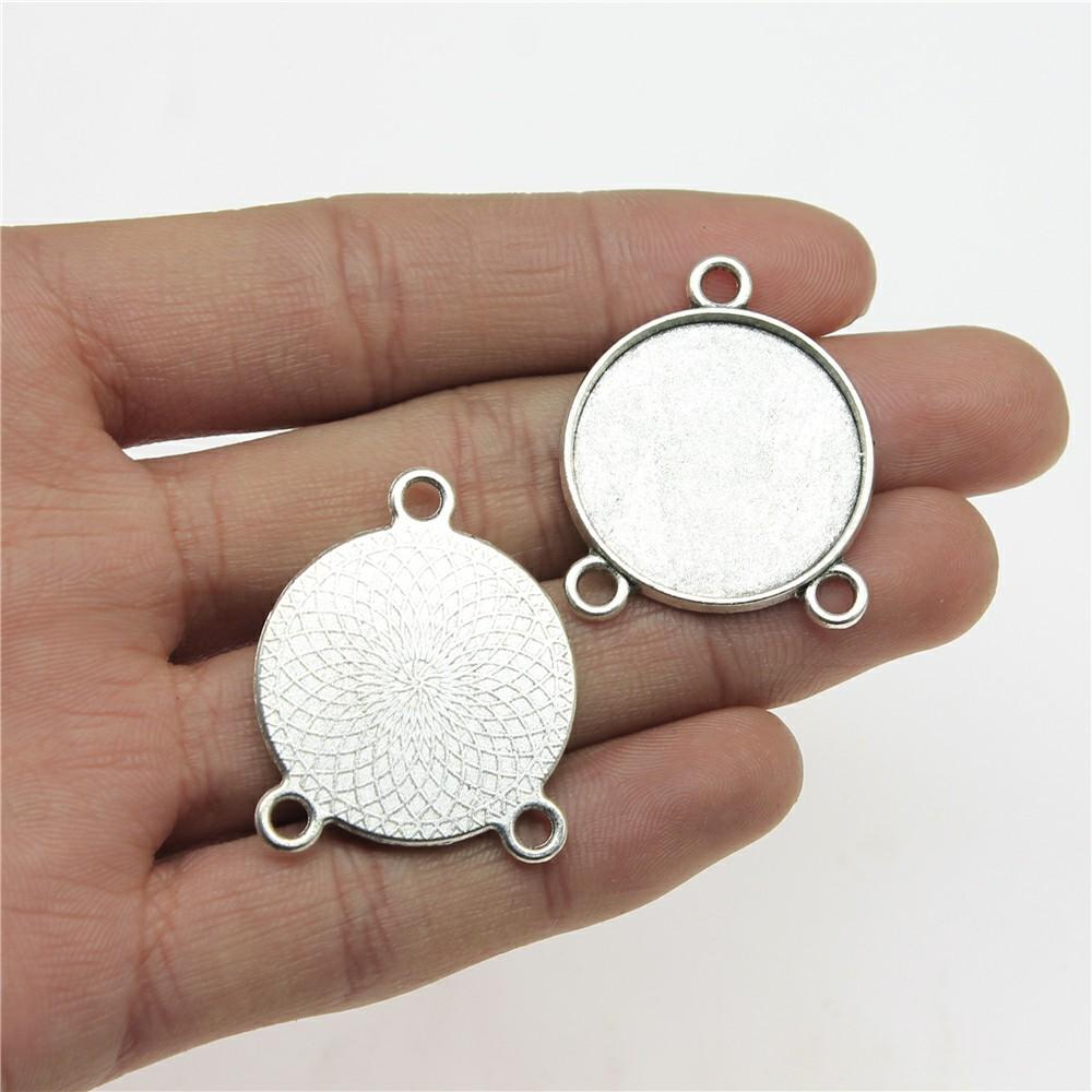 5pcs Fit 25mm Round Glass Cabochon Base Setting Pendant Tray For Jewelry DIY Making Antique Silver Color FM4031