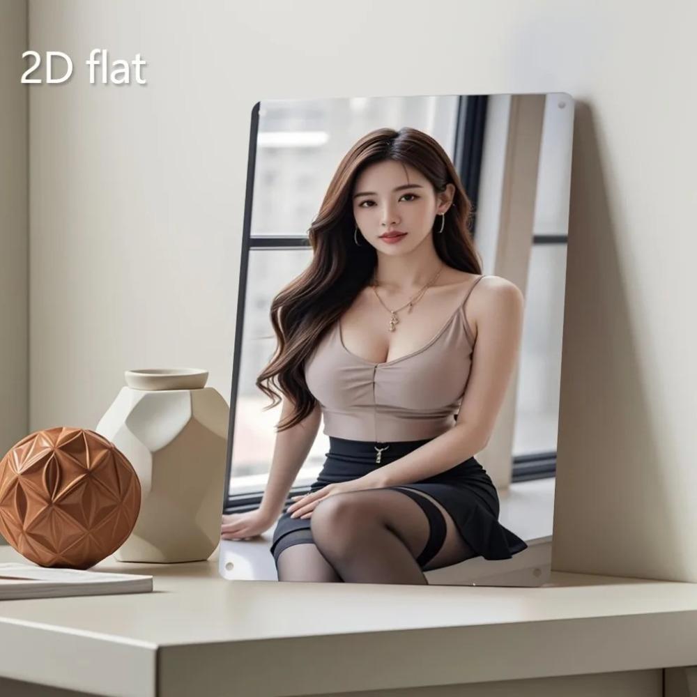 Elegant Metal Wall Art Long Hair Lady 2D Flat Weatherproof Iron Plaque for Indoor Outdoor Decor