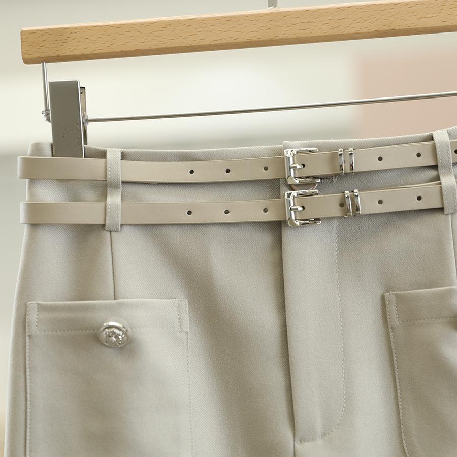 Osthiawen Brand High-Waisted Slimming Midi Skirt for Women - Perfect for Autumn.