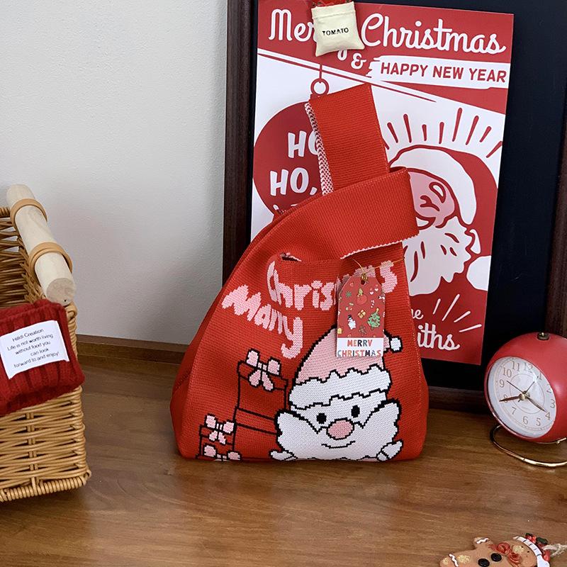 Festive Christmas Knit Tote Bag: Creative Handbag for Gifts & Candy