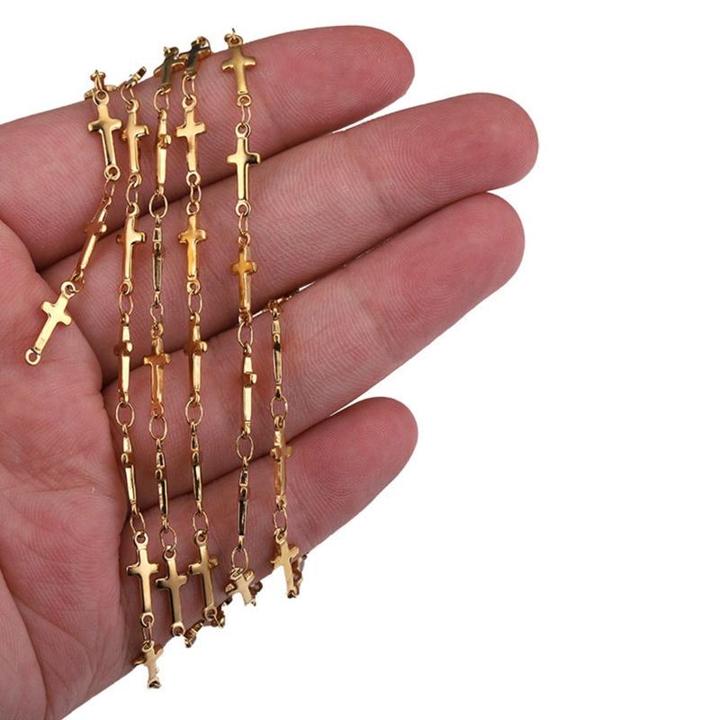 1meter Stainless Steel Chunky Crucifix Chains for Diy Statement Chain Gold Necklace Bracelet Chains Jewelry Making Supp