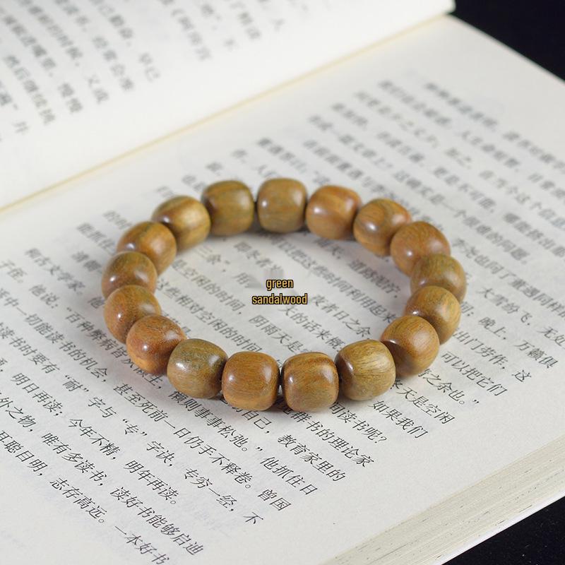 

Браслет из 108 бусин из аргентинского зеленого сандала для мужчин и женщин - ручная работа, буддийская нить с прямым волокном.