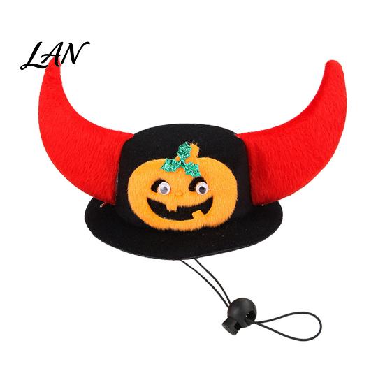 Pet Party Costume Accessory Halloween Bat Hat, Red Horn Pumpkin Cat Funny Soft Felt Hat Wings for Cats Small And Medium Dogs Dog