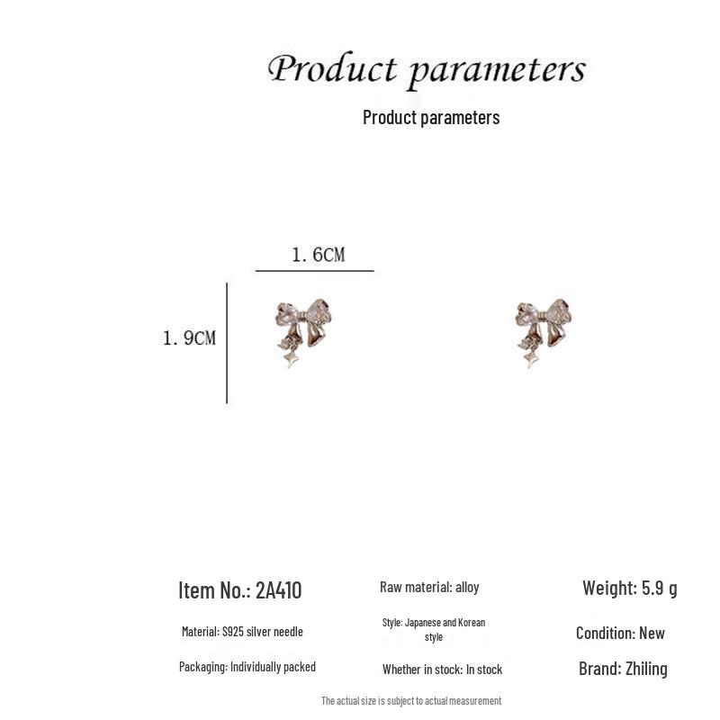 Elegant Zirconia Bow Stud Earrings for Women – High-End, Fashionable Design