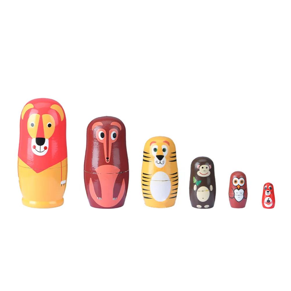1 Set Wood Russian Nesting Dolls Matryoshka Dolls Babushka Hand Paint Bear Poupee Russe for Kids Gifts Crafted Doll Home Decor