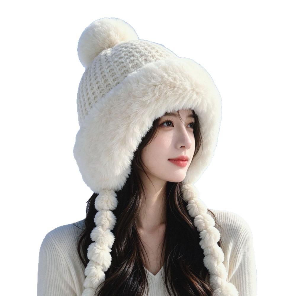 Thickened Beanie Cap with Straps Ear Protection Hat Fashion Knitted Hat  Winter