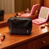 Borsa Cosmetica Nera YSL, Pochette da Viaggio Portatile con Stampa a Rombi e Stelle, con Cerniera