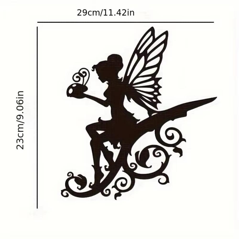 1 Stück Feen-Wandkunst aus Metall für draußen, Silhouetten-Plakette, Skulptur für Gartendekoration, Zaun, Herbstdekoration, Halloween-Dekoration