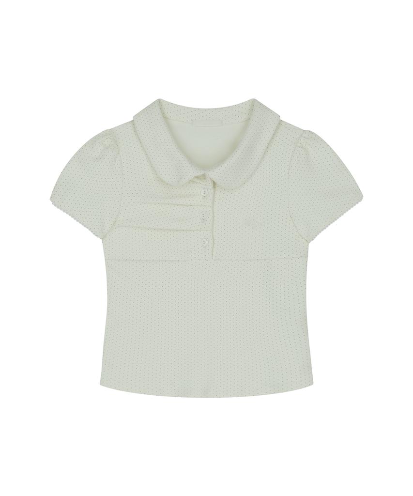 ILLIGO Dot Pintuck Collared Tee Ivory