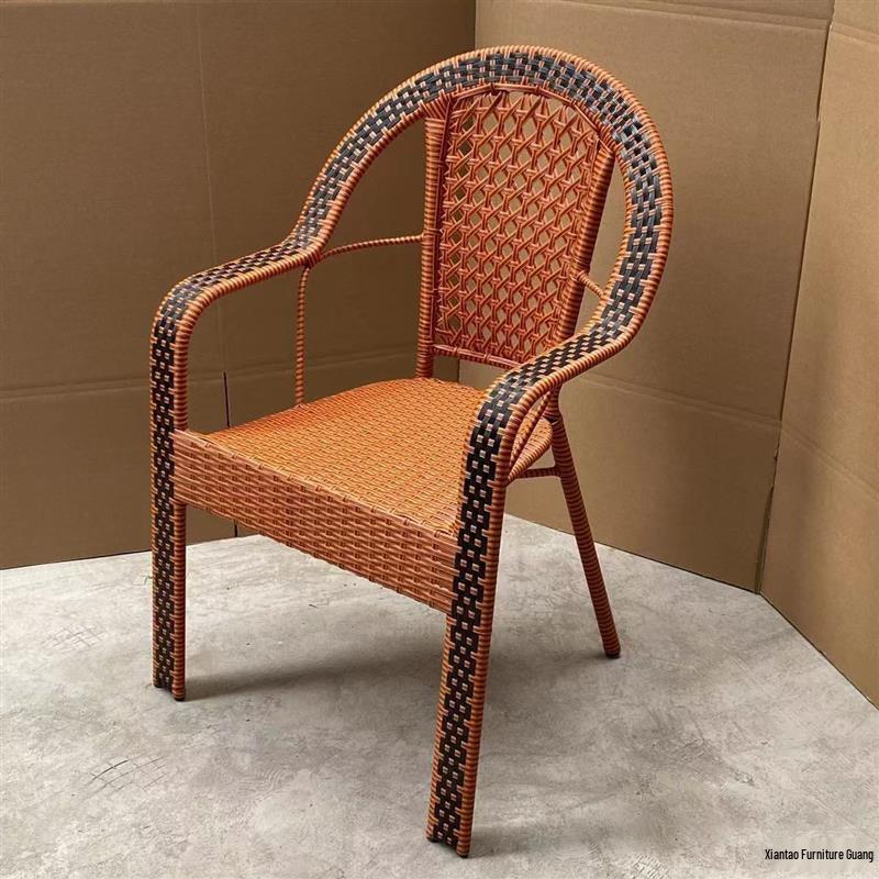 Ergonomic Rattan High-Back Chair for Elderly - Comfortable and Anti-Fall Design for Long Sittings, Perfect for Balcony and Outdoor Leisure.