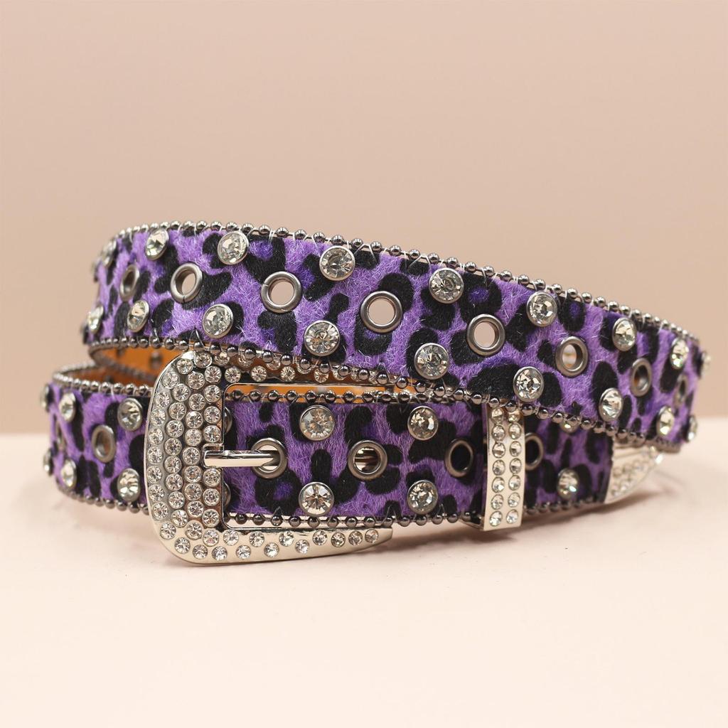 European & American Leopard Rhinestone Leather Belt: Trendy & Versatile Men's Accessory