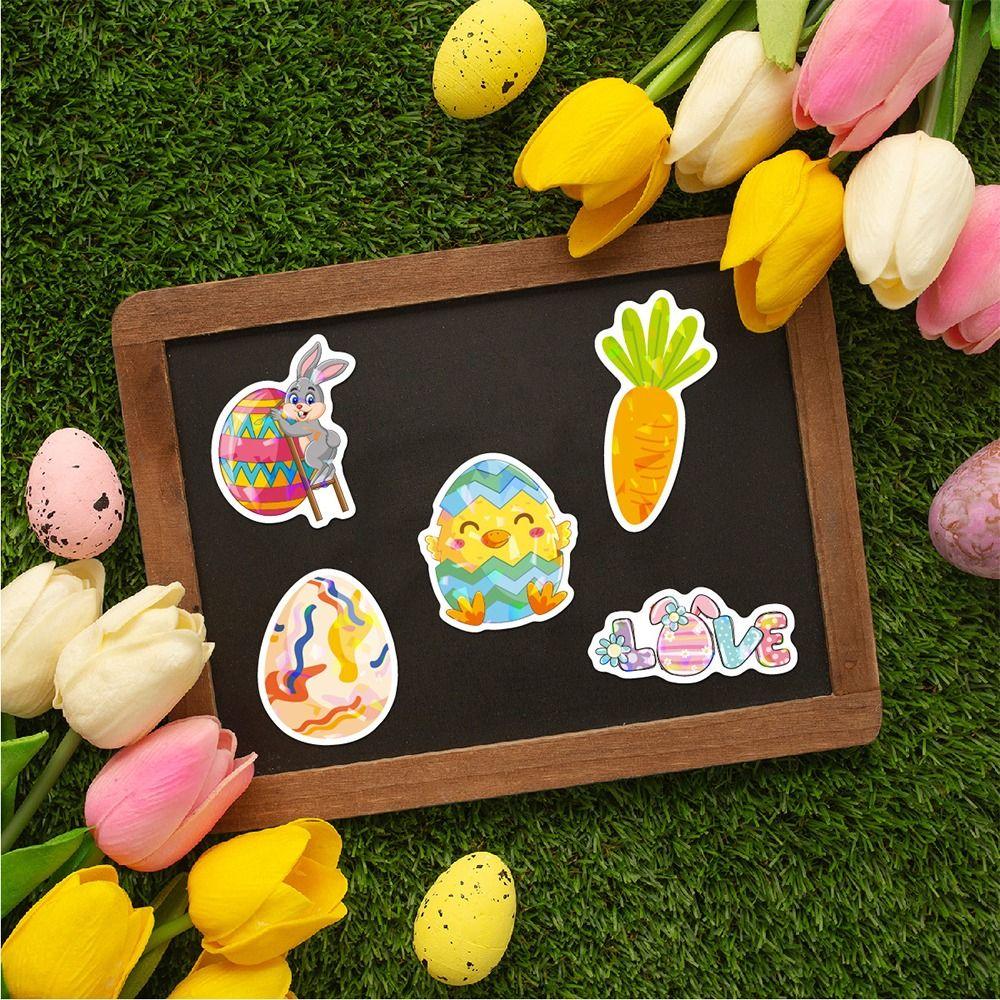 50/100PCS Multicolor Cartoon Rabbit Stickers Holographic Glisten Vinyl Decorative Sticker Waterproof Self-adhesive