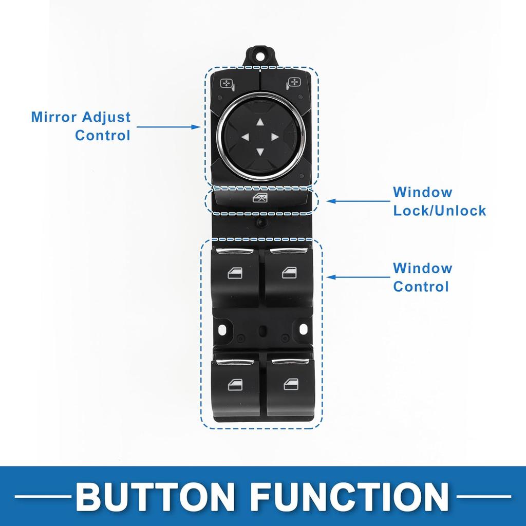 Power Window Switch No.GB5Z14529BA Front Left Driver Side Window Control Switch for Ford Explorer Police Interceptor for Utility 2016-2019 Black