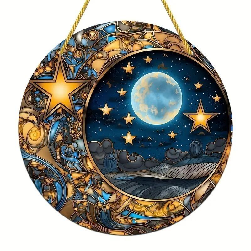 Decoração de Mesa Redonda de Acrílico Estilo Bohemia 2D Placa Decorativa para Casa Arte de Parede Pendurada Decoração de Jardim para Sala Placas de Porta Hangi