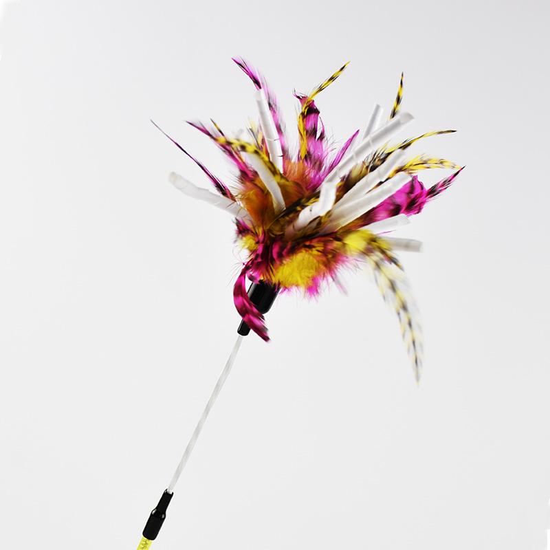 Spiral Feather Rod Cat Teaser Wand - Plastic Cat Toy