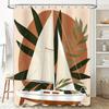 Nautical Boat Sailboat Print Shower Curtain Greenery Decor Bath Linen Waterproof Fabric for Home Bathroom DecorationsOrange Whit