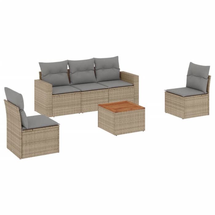VidaXL Salon de Jardin avec Coussins 6 pcs, Canapés de Terrasse, Ensemble de Meubles de Patio, Mobilier d'Extérieur, Mélange 3256395