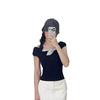 Korean Style Plaid Bow Patchwork T-shirt - Summer 2025 Casual Short Sleeve Top