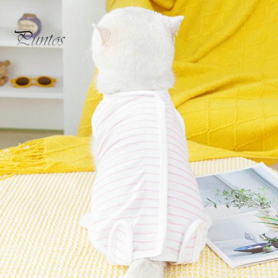 Stripes Pattern Pet Suit Soft Comfortable Fastener Tape Breathable Anti-scratch Anti-licking Puppy Supply Polyester Print Surgical Clothes Spring