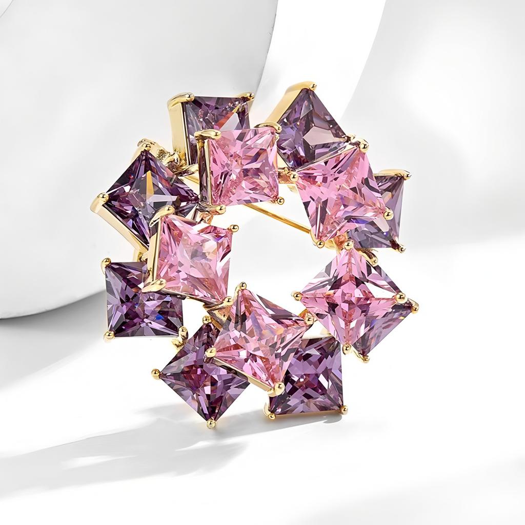 Einfache Doppellagige Geometrische Brosche, Hochwertige Damen Exquisite Kristallbrosche, Luxuriöse Design-Brosche