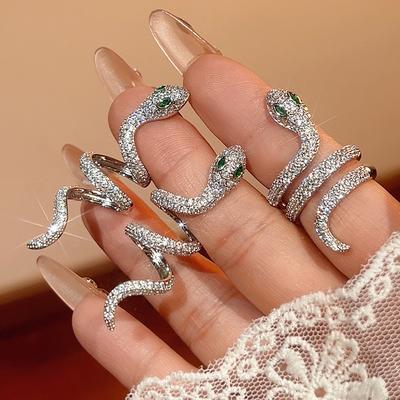 Schmuckset Schmuck Ohrringe Ring Schlangen-Design Hohes Niveau Leichter Luxus Super Funkelnd Zirkon Damen