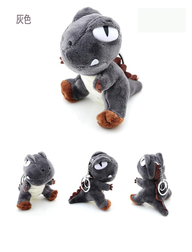Gdy Set of 2 Dinosaur Keychains, Cute Plush Bag Charms, Hanging Toys, Birthday Gifts, Back To School Gifts (Red + Gray)