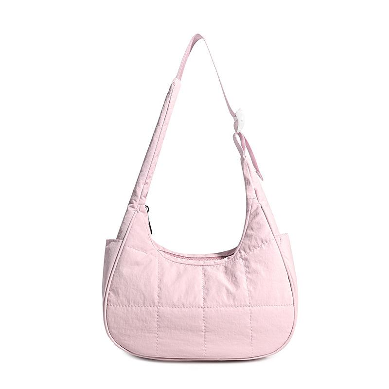 New nylon quilted shoulder bag adjustable shoulder strap fluffy underarm bag large capacity fluffy down tote bag
