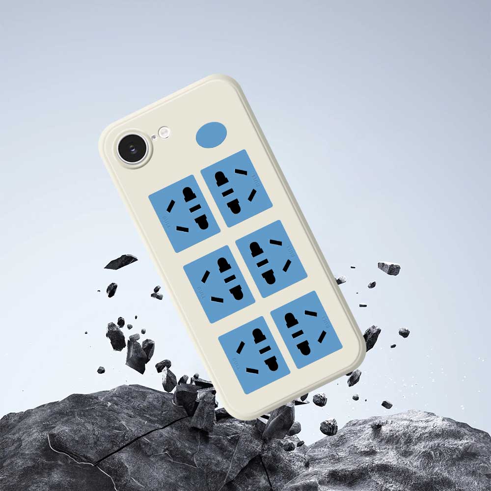 For iPhone 16e Case Socket Pattern Printing Straight Edge TPU Phone Back Cover