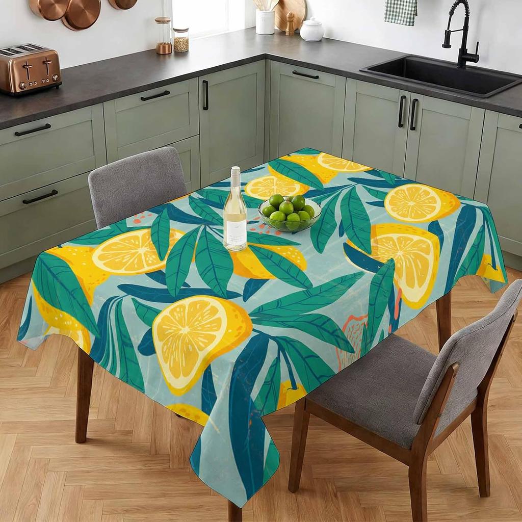 Summer Fruit Lemon Rectangle Tablecloth for Table Decor Reusable Kitchen Dining Tablecloth for Wedding Holiday Party Decor