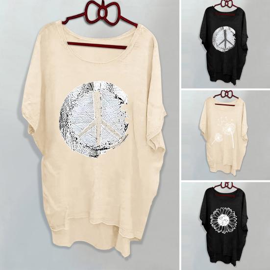 

Женская повседневная футболка с круглым вырезом и коротким рукавом, свободный крой, с принтом подсолнуха, топы, уличная одежда M