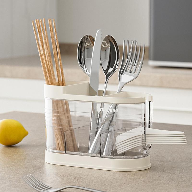Utensil Holder Cutlery Drainer Kitchen Tableware Storage Bucket Plastic Chopstick Spoon Storage Rack Detachable Kitchen Tools