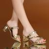 Heeled Rhenstone Shoes for Women Outside Sandals Cheap Liquidation Slides On Promotion Summer 2025 Low Price Woman Slippers Sale