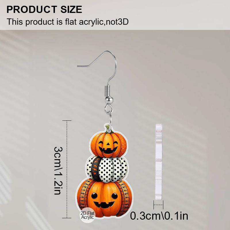 2D Flat Halloween Ladies Earrings Pumpkin Acrylic Earrings Halloween Decoration Accessories