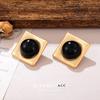 European and American exaggerated stud earrings metal geometric square earrings retro black temperament earrings high-end design French jewelry
