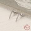 S925 Sterling Silver Zirconia Row Diamond Stud Earrings