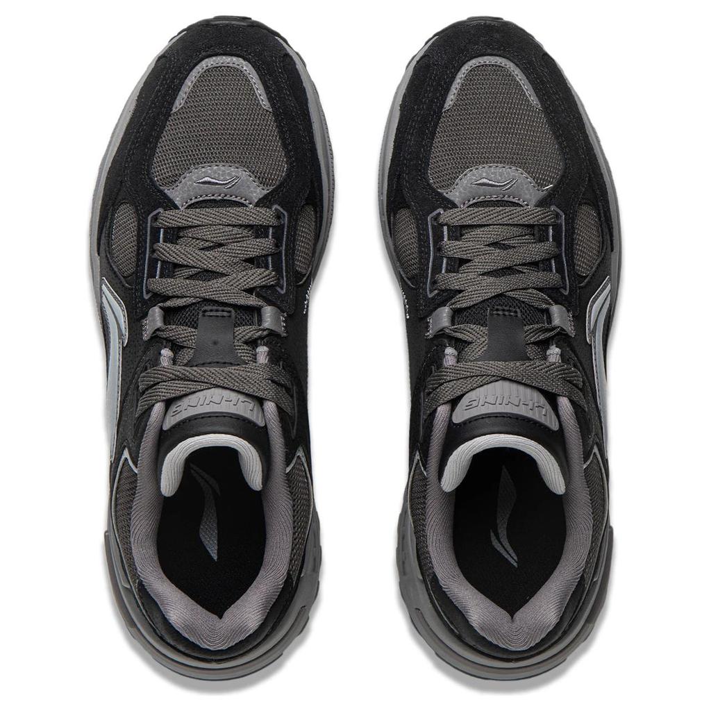 New LiNing Wind Rider 2.0 Cushioning Wear Resistant Low Top Casual Shoes Men's Black Gray AGCU373-5
