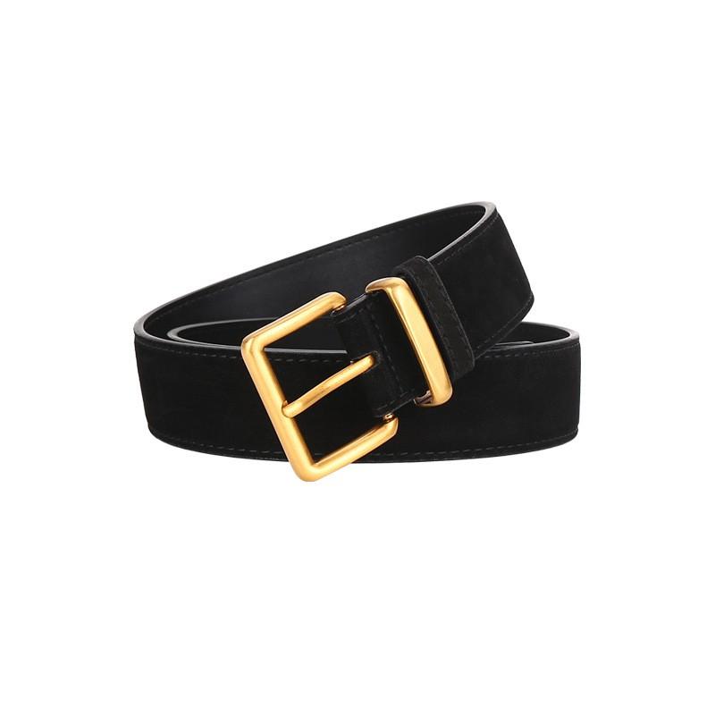 Womens Genuine Leather Thin Belt With Zinc Alloy Pin Buckle Minimalist Style Coats Dresses Casual Office Wear