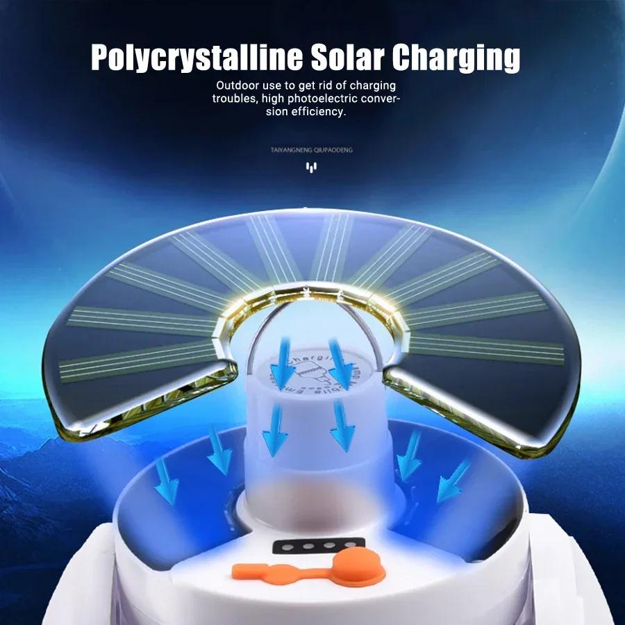 Lampe de football pliante solaire rechargeable LED Lampe ampoule Camping extérieur Stand de marché nocturne Panne de courant Éclairage d'urgence Torche