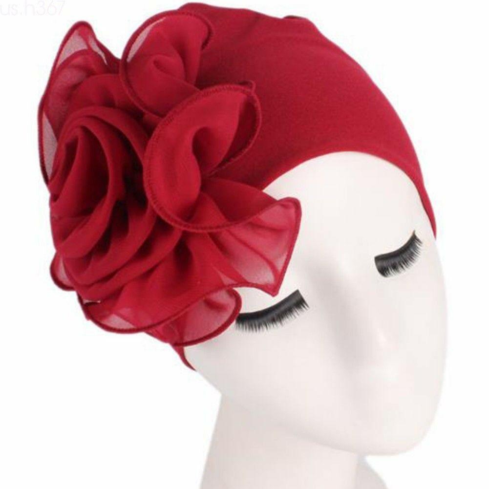 Womens Hair Loss Head Scarf Turban Cap Big Flower Muslim Cancer Chemo Hat Cover