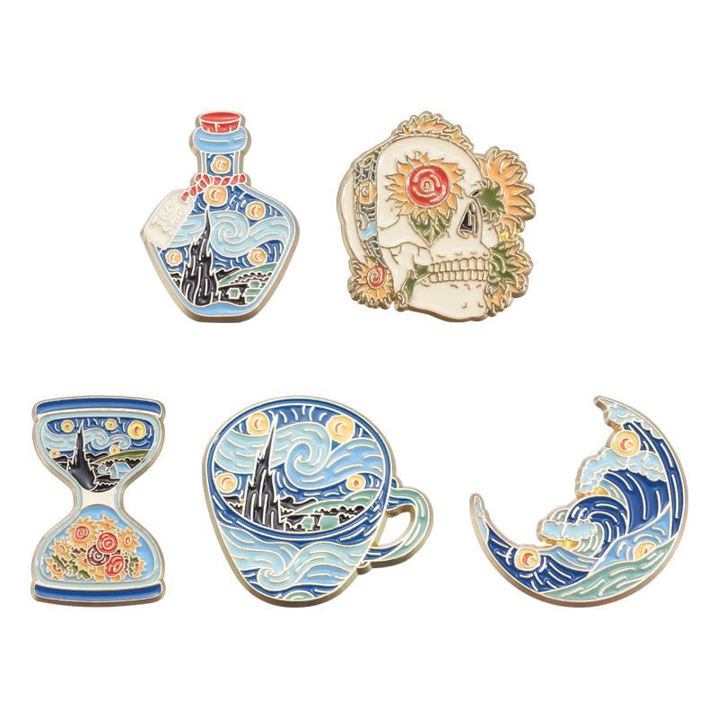 4-7pcs Sets Cartoon Anime Boy and Fox Enamel Pins Cowboy Girl Cute Animal Brooches Lapel Badge Art Oil Painting Jewelry Gifts