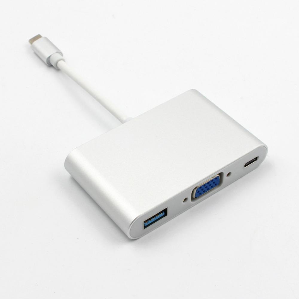 

Док-станция 3 в 1, концентратор типа C к HDMI VGA для мыши/проектора/монитора/HDTV