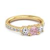 Pink Topaz Triple Stone Pave Band Women Wedding Ring  - 925 Sterling Silver Gold Vermeil