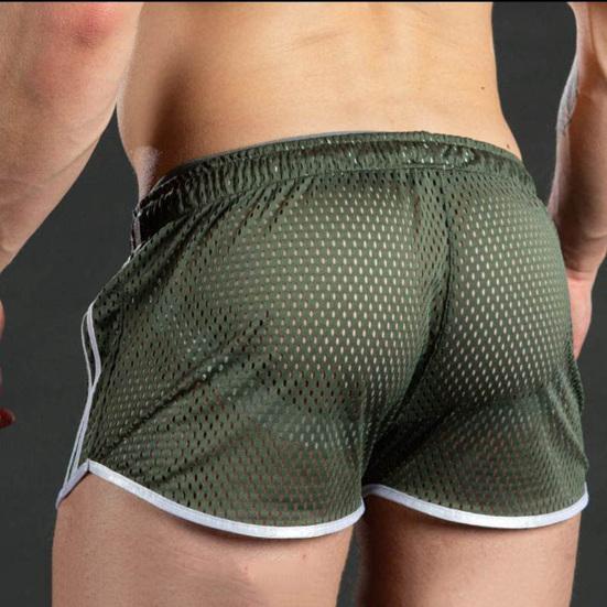 Breathable Short Pants Drawstring Design Polyester Quick Drying Adjustable Men Summer Mesh Pants for Daily Wear
