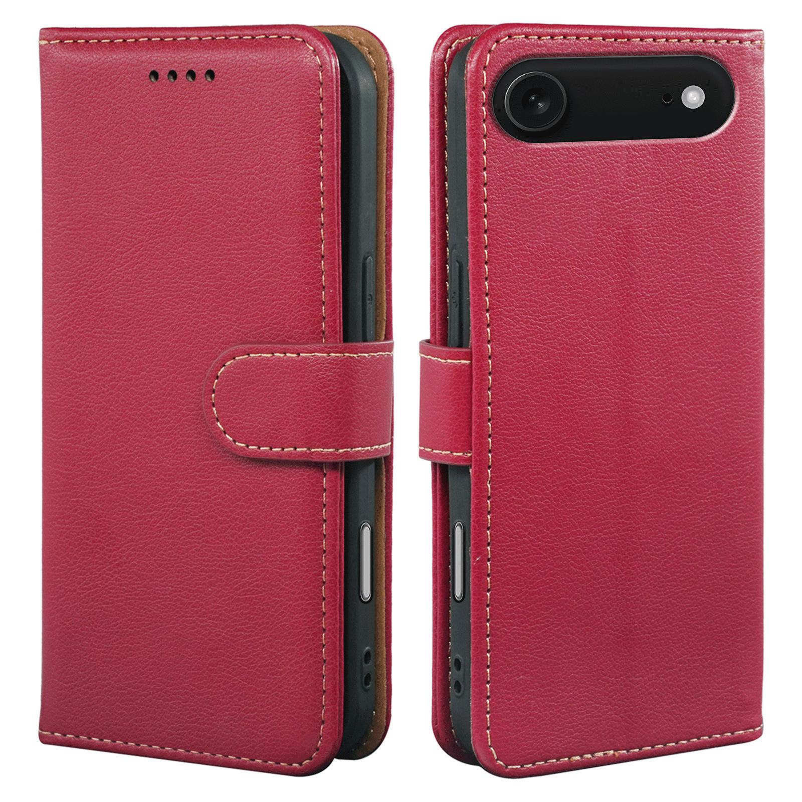 

For iPhone 17 Air Case RFID Blocking Wallet Litchi Texture Leather Phone Cover Magnetic Clasp Red