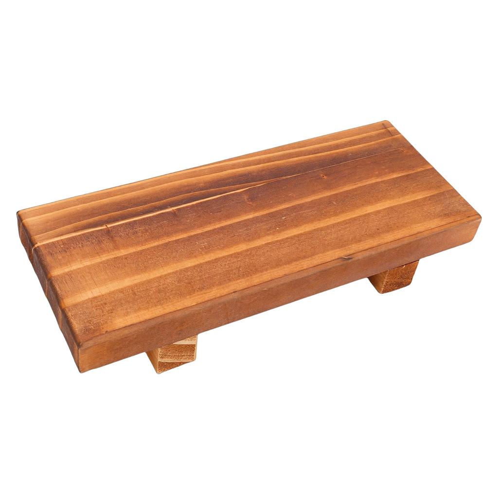 Wooden Riser Multifunctional Small Wood Tray Pedestal Stand for Kitchen Bathroom Countertop Brown Color