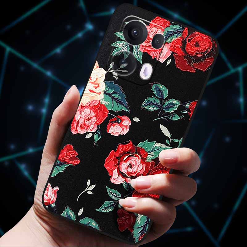 3D Flowers Emboss Fundas For OPPO Reno 13 Reno13 Pro 13F 5G Case Soft Silicone Phone Case for OPPO Reno13 Pro Back Cover Coque
