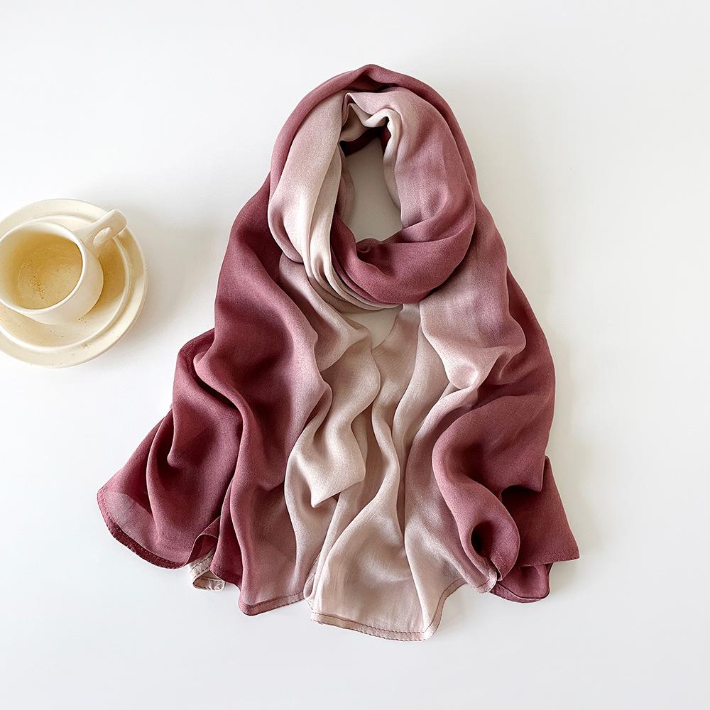 

Новый ретро хлопково-льняной шарф радужной расцветки с плавным переходом цвета, однотонный шелковый шарф-шаль, женский универсальный плиссированный шелковый шарф 180*90cm